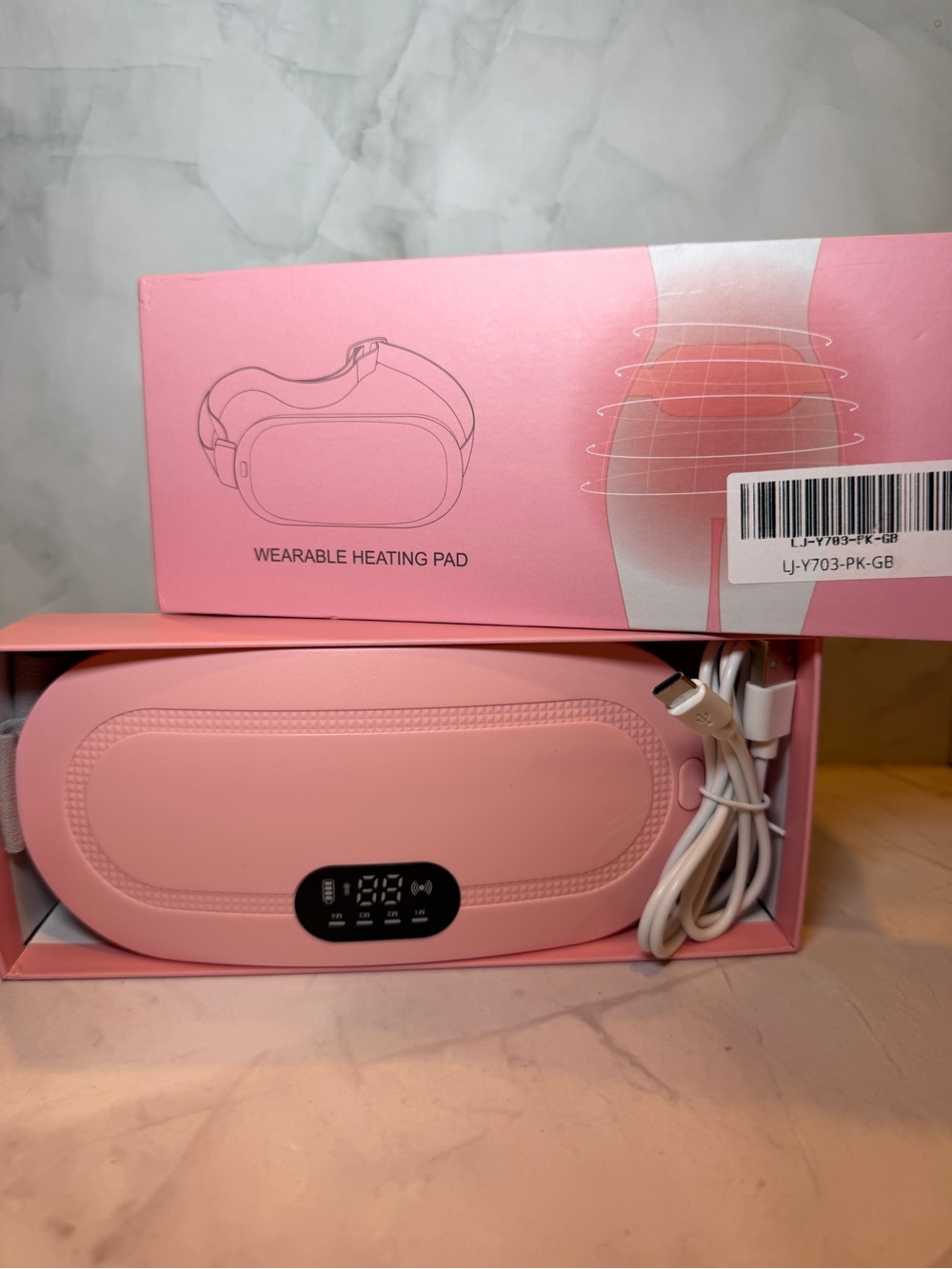 Pink Wearable Heating Pad Eye Mask with USB Power